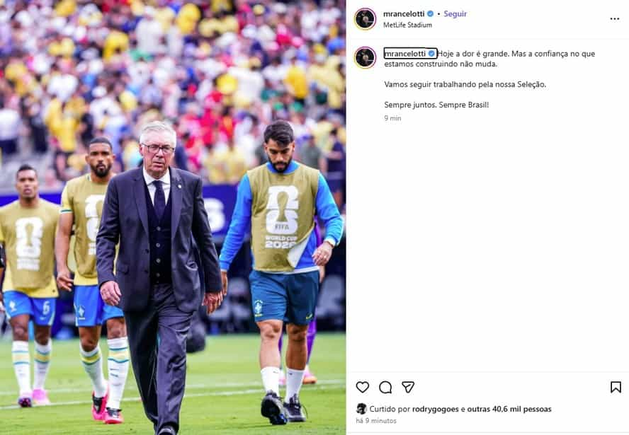 Carlo Ancelotti mantém permanência no comando da Seleção Brasileira após eliminação na Copa do Mundo