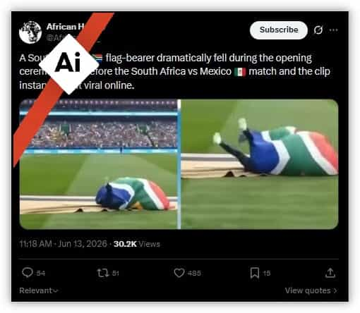 AFP desmente vídeo gerado por IA que simulava queda de porta-bandeira na Copa do Mundo de 2026